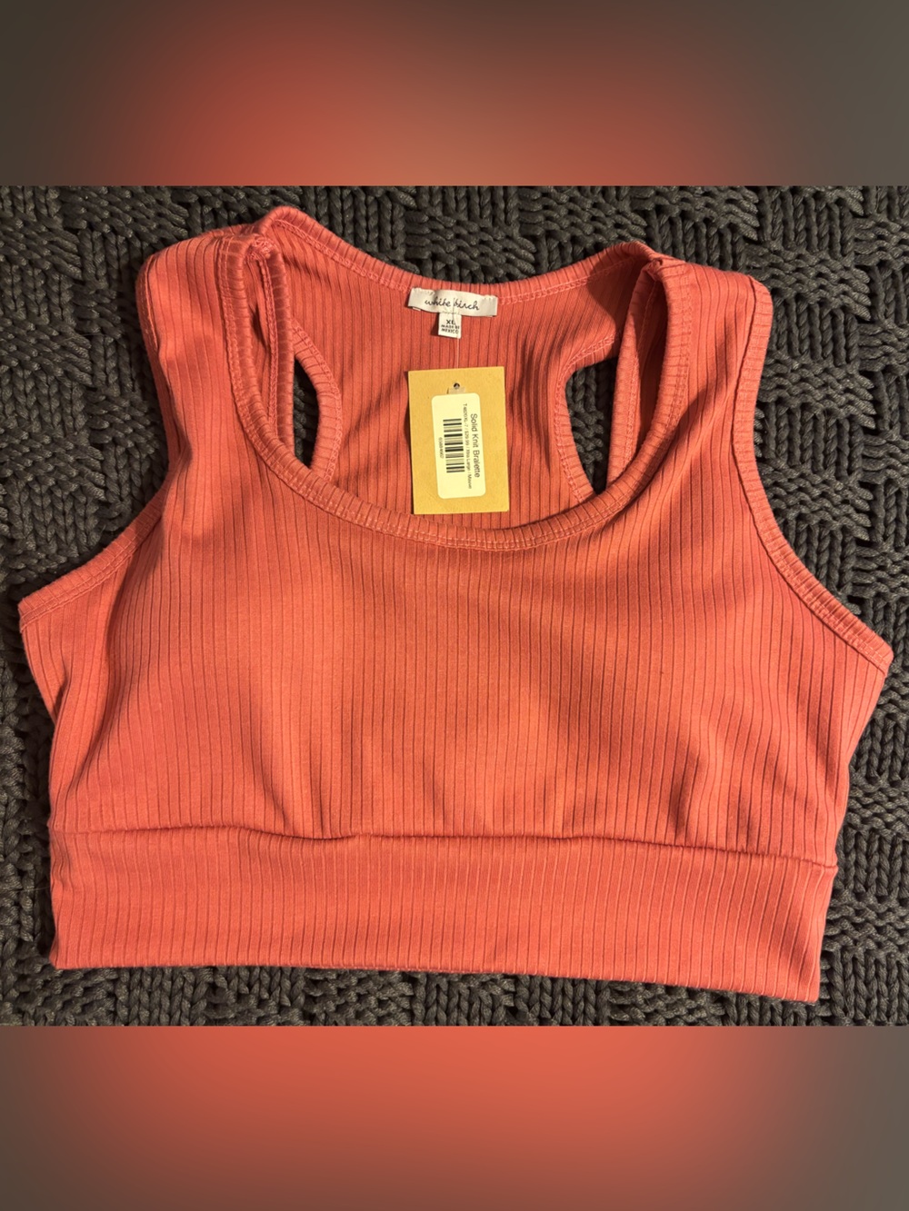 white birch Coral Ribbed Racerback Crop Top
